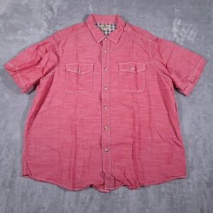 Woolrich Shirt Mens 2XL‎ Red Short Sleeve Button Front Western Pocket Cotton